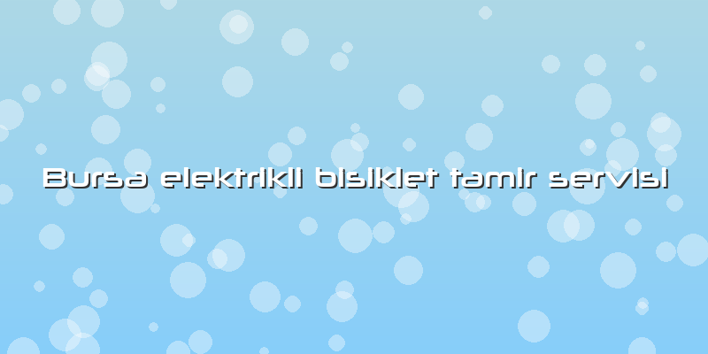 Bursa Elektrikli Bisiklet Tamir Servisi