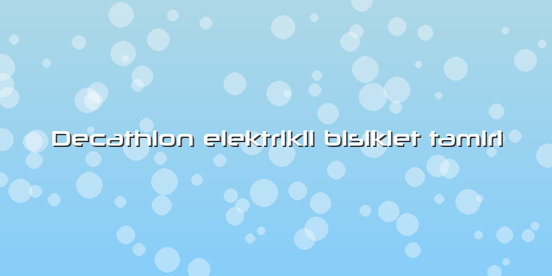 Decathlon Elektrikli Bisiklet Tamiri