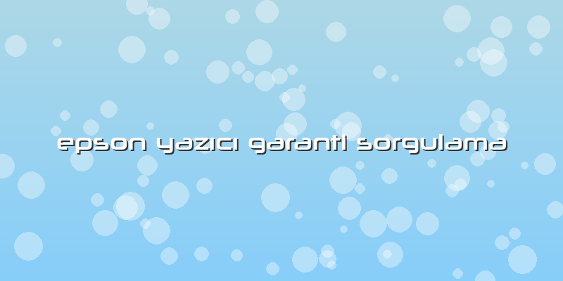 Epson Yazıcı Garanti Sorgulama