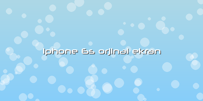 Iphone 6s Orjinal Ekran